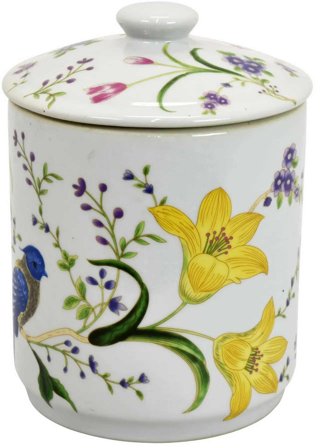 Fleur Jar With Lid Floral and Bird Design-1