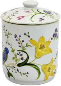 Fleur Jar With Lid Floral and Bird Design