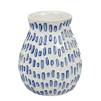 6.5  Cream Vase with Blue Pattern