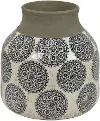 10  Cement, Blue, and Off-White Pattern Vase