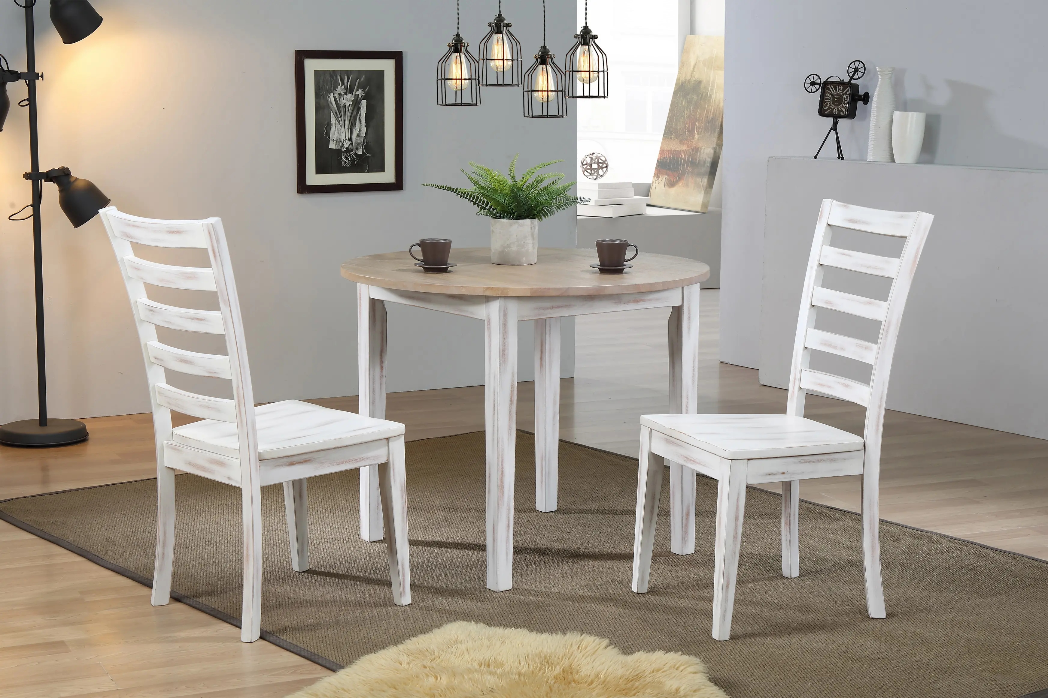 Prescott White and Wheat 3 Piece Dining Room Set-2