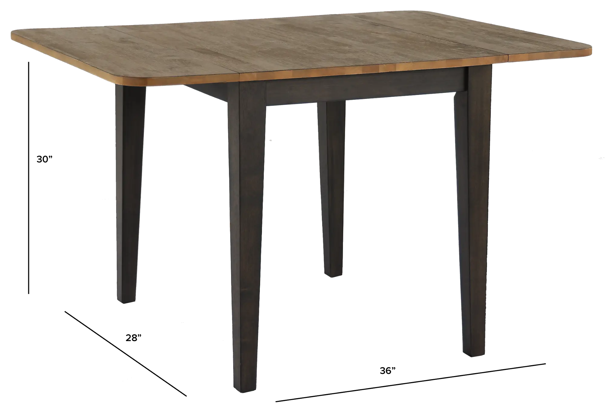 Close-up of wood grain on tabletop with brown finish