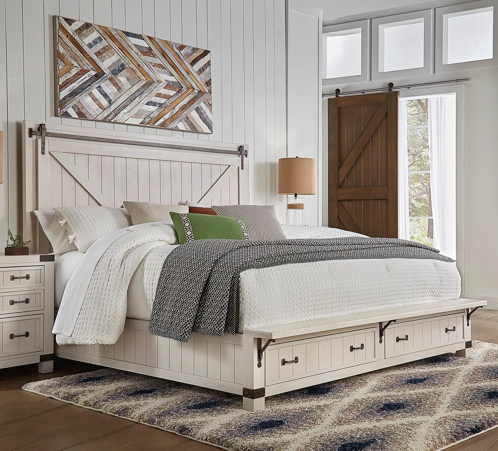 Mill River White Queen Storage Bed-2