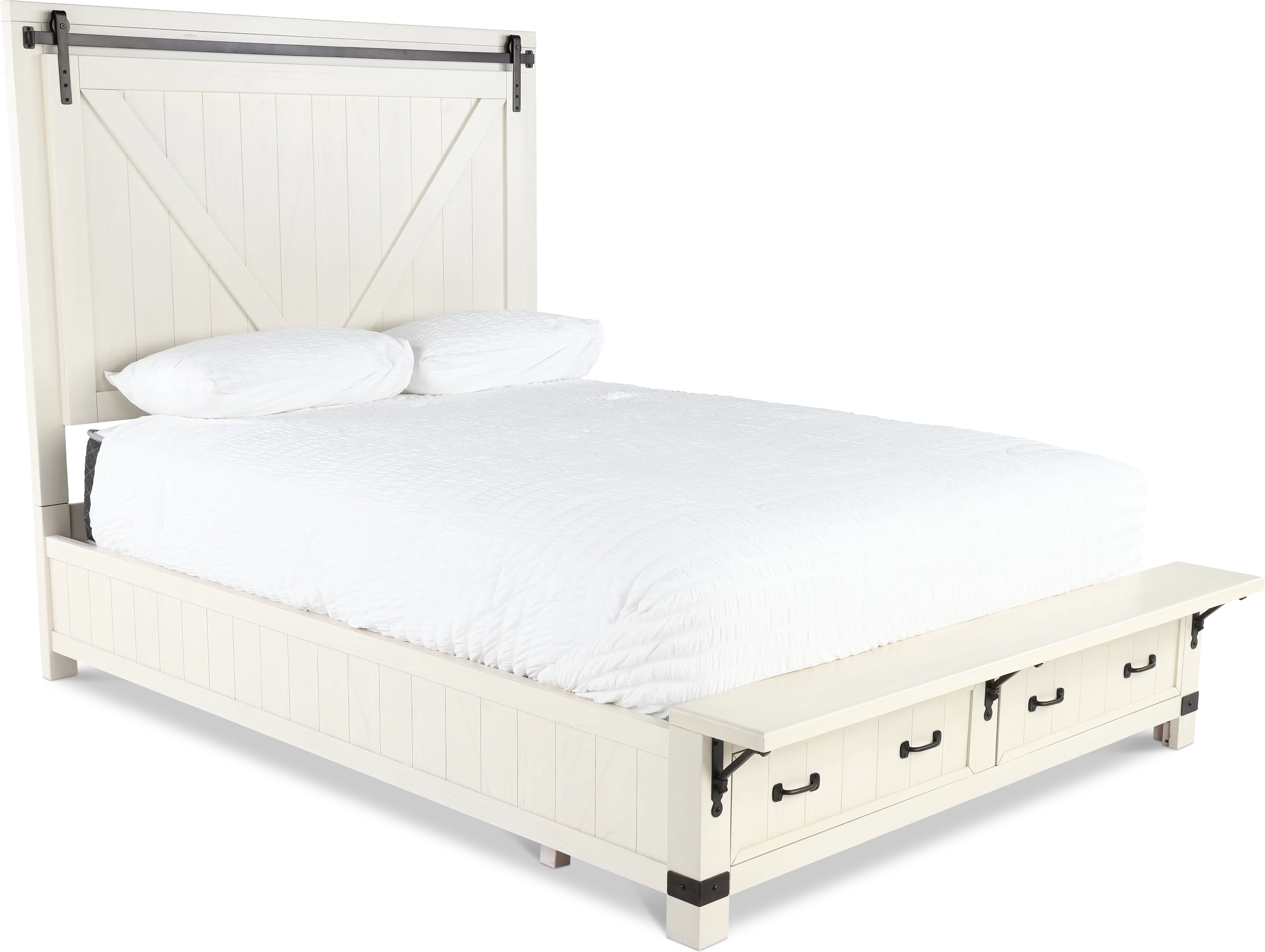 Mill River White Queen Storage Bed-4