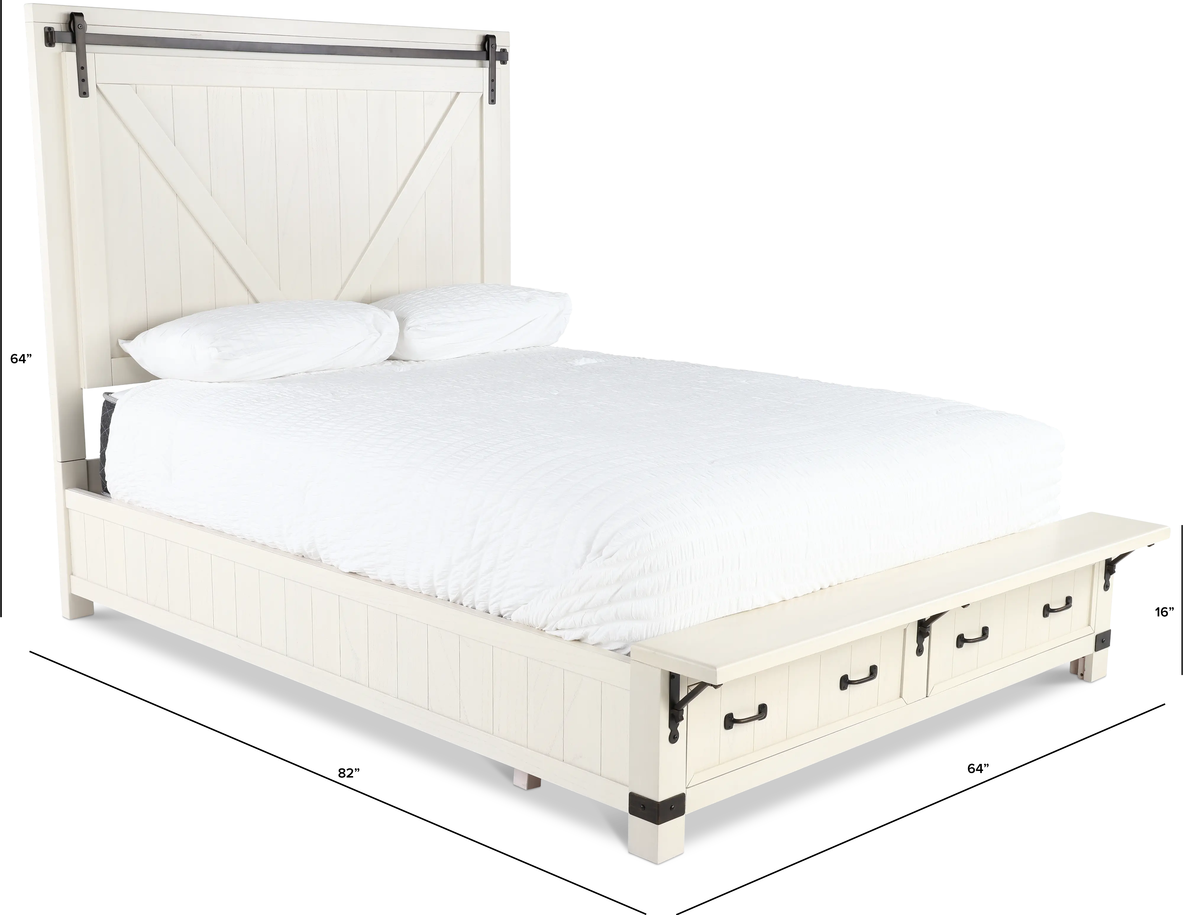 Mill River White Queen Storage Bed-3