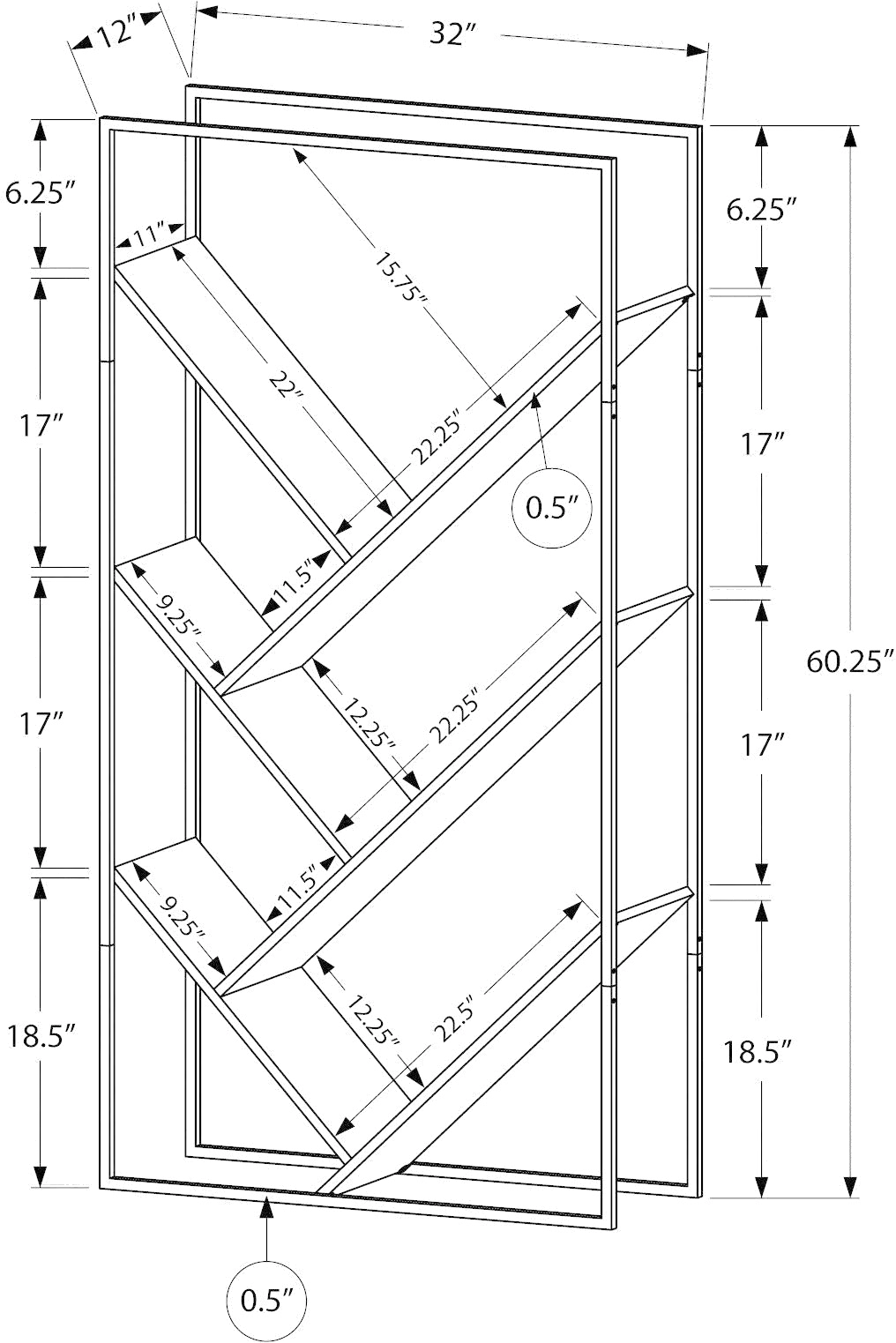 Cliff Contemporary 60  Gray Bookcase-5