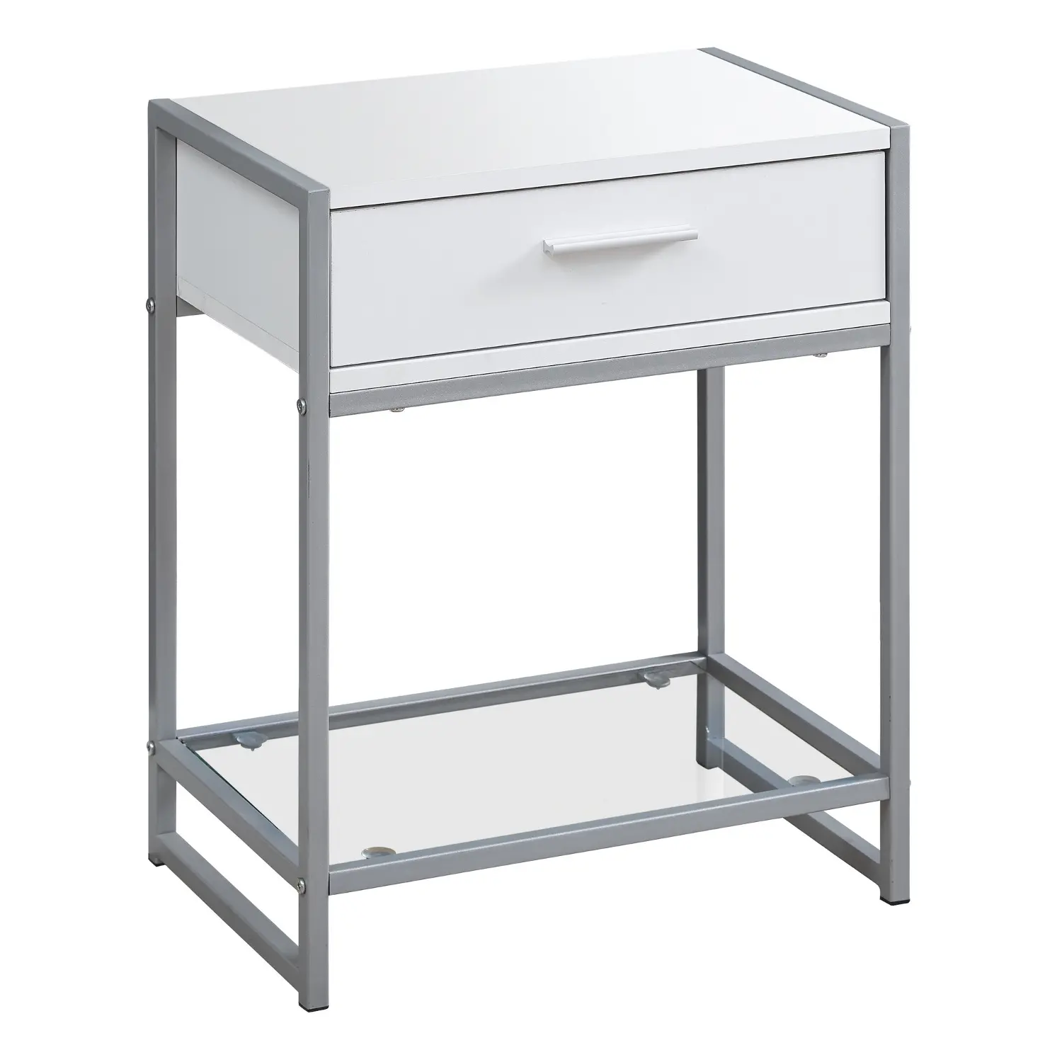 Industrial White One Drawer Accent Table-1