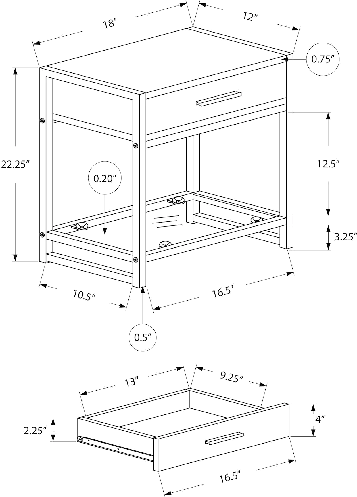 Industrial White One Drawer Accent Table-5
