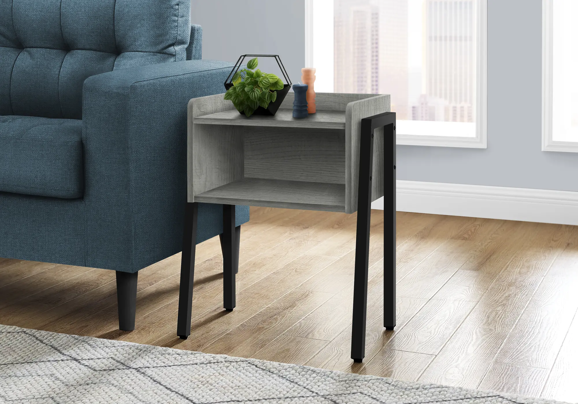 Industrial Gray Storage Cubby Accent Table-1