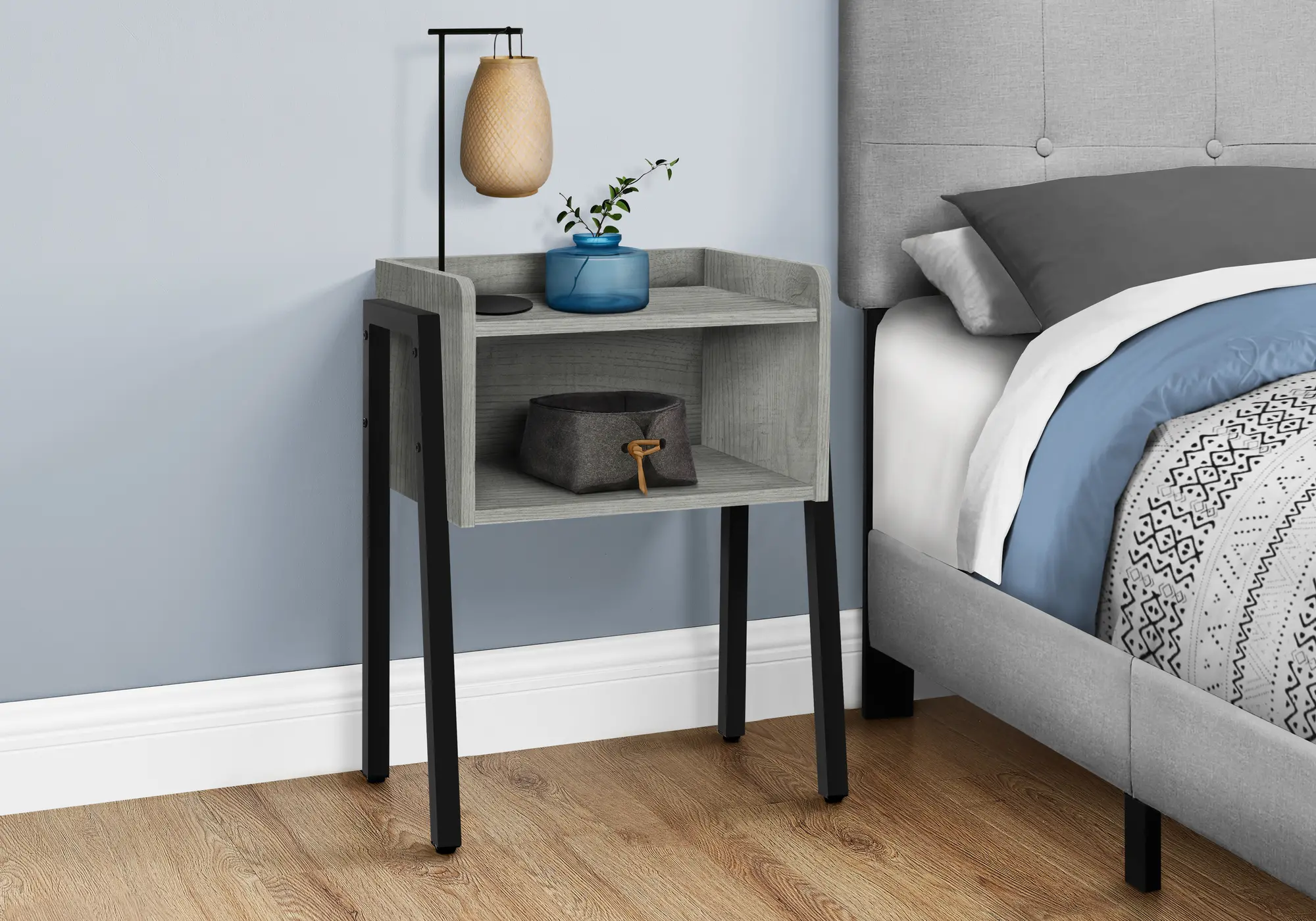 Industrial Gray Storage Cubby Accent Table-2