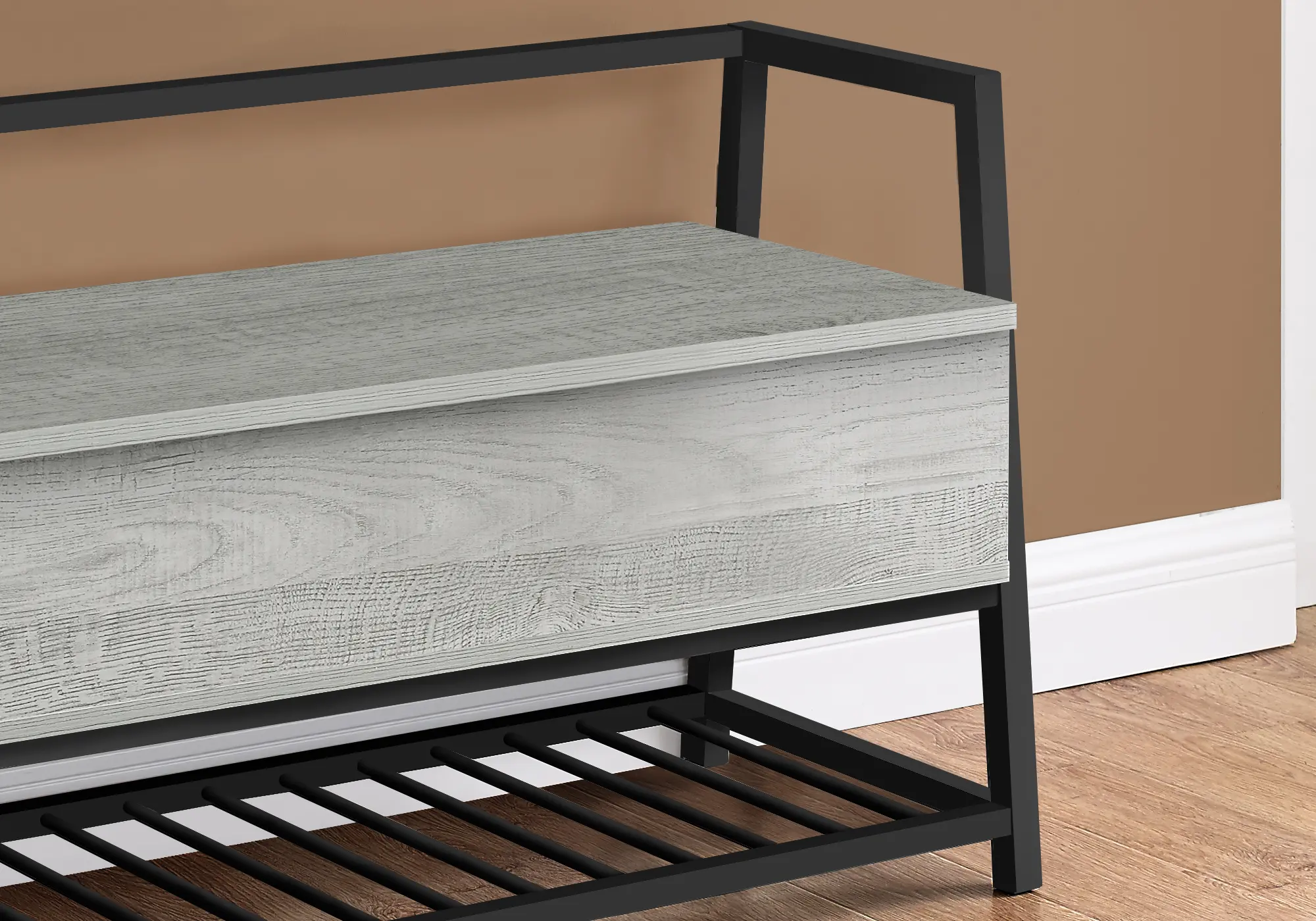 Industrial Grey Storage Bench-3