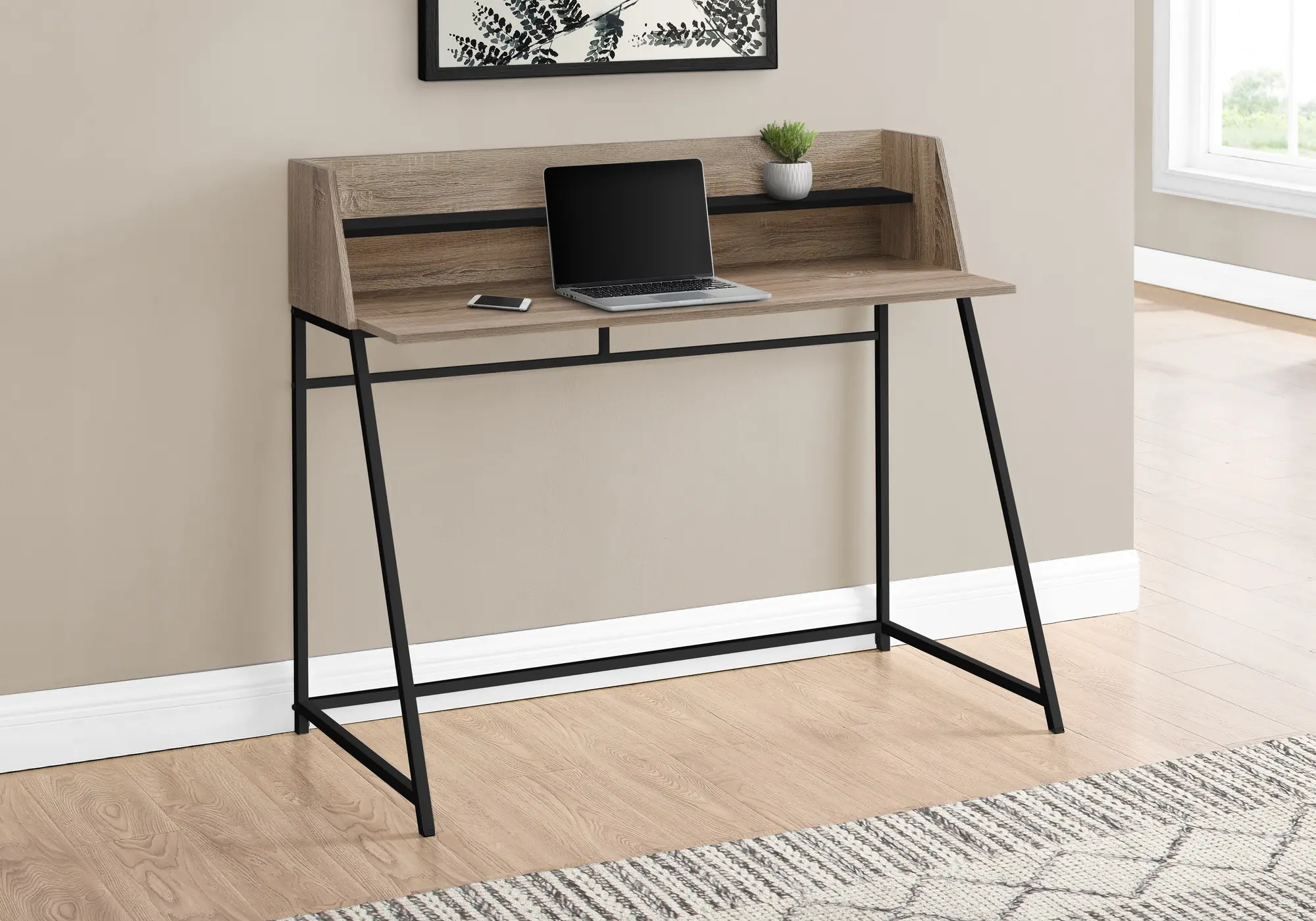 Mid-Century Modern 48  Taupe Computer Desk-2