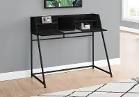 Mid-Century Modern 48  Black Computer Desk