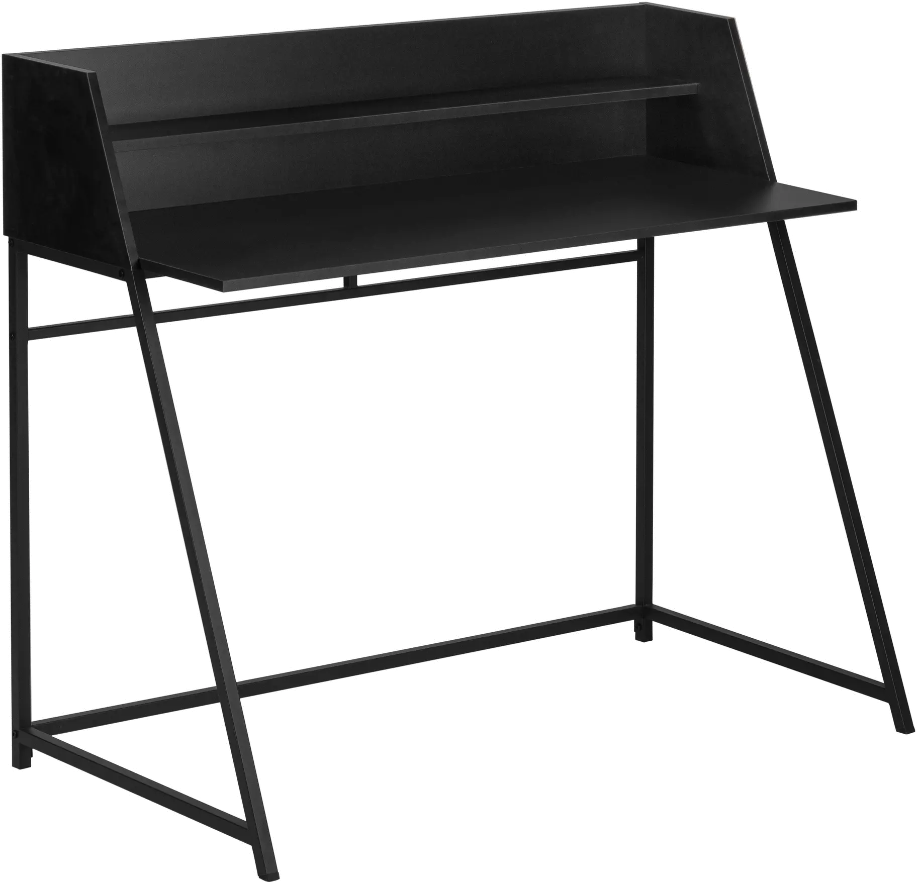 Mid-Century Modern 48  Black Computer Desk-1