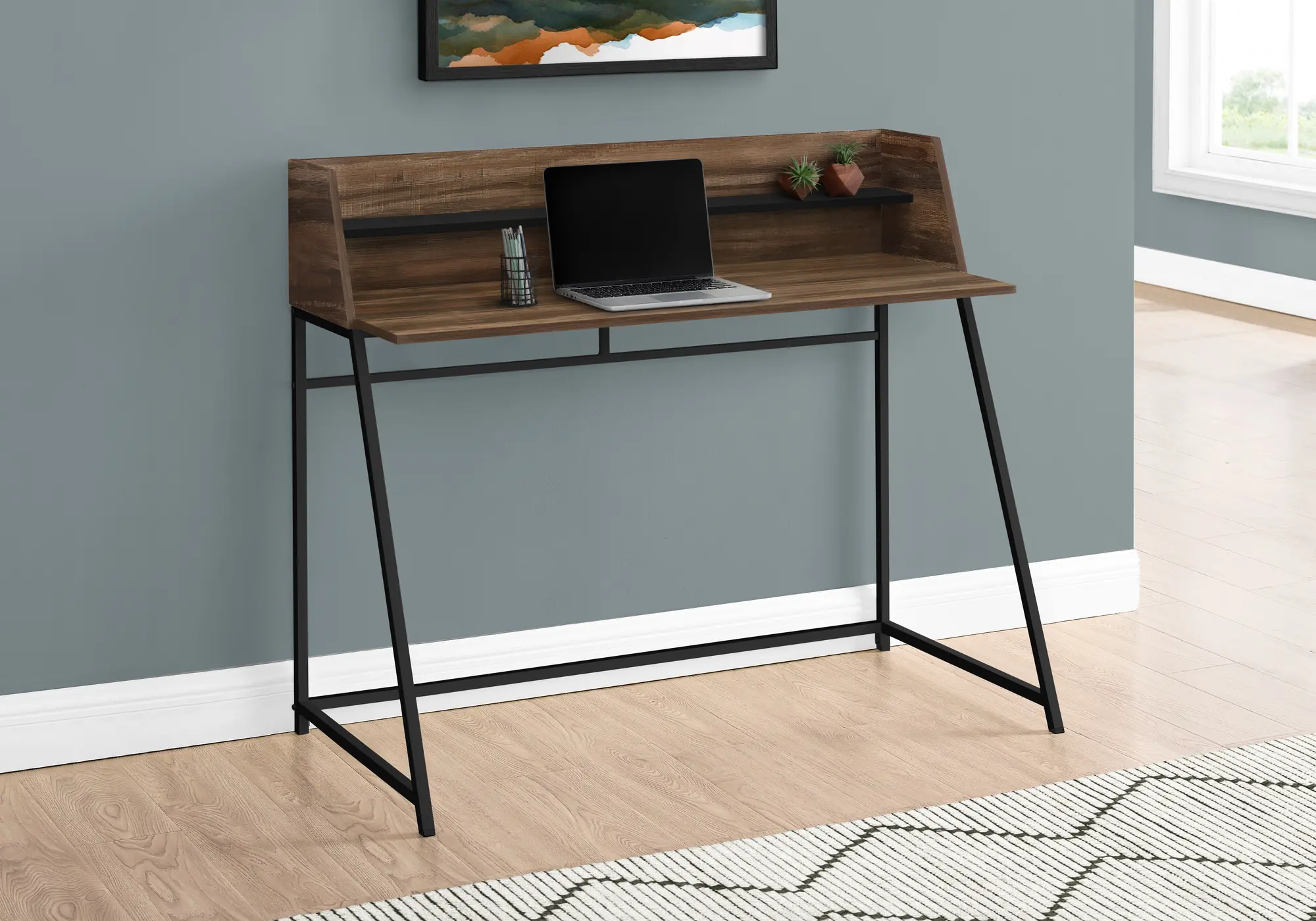 Mid-Century Modern 48  Reclaimed Wood Computer Desk-2