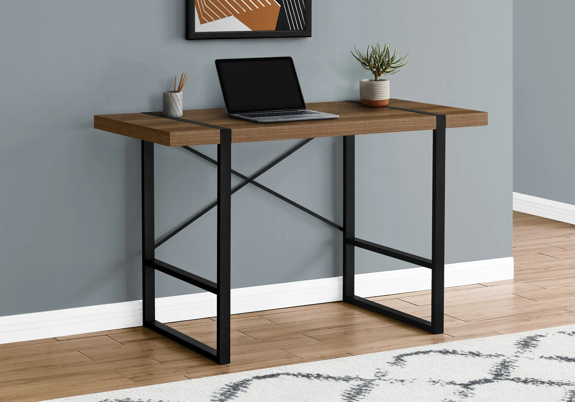 Industrial Walnut Computer Desk-2