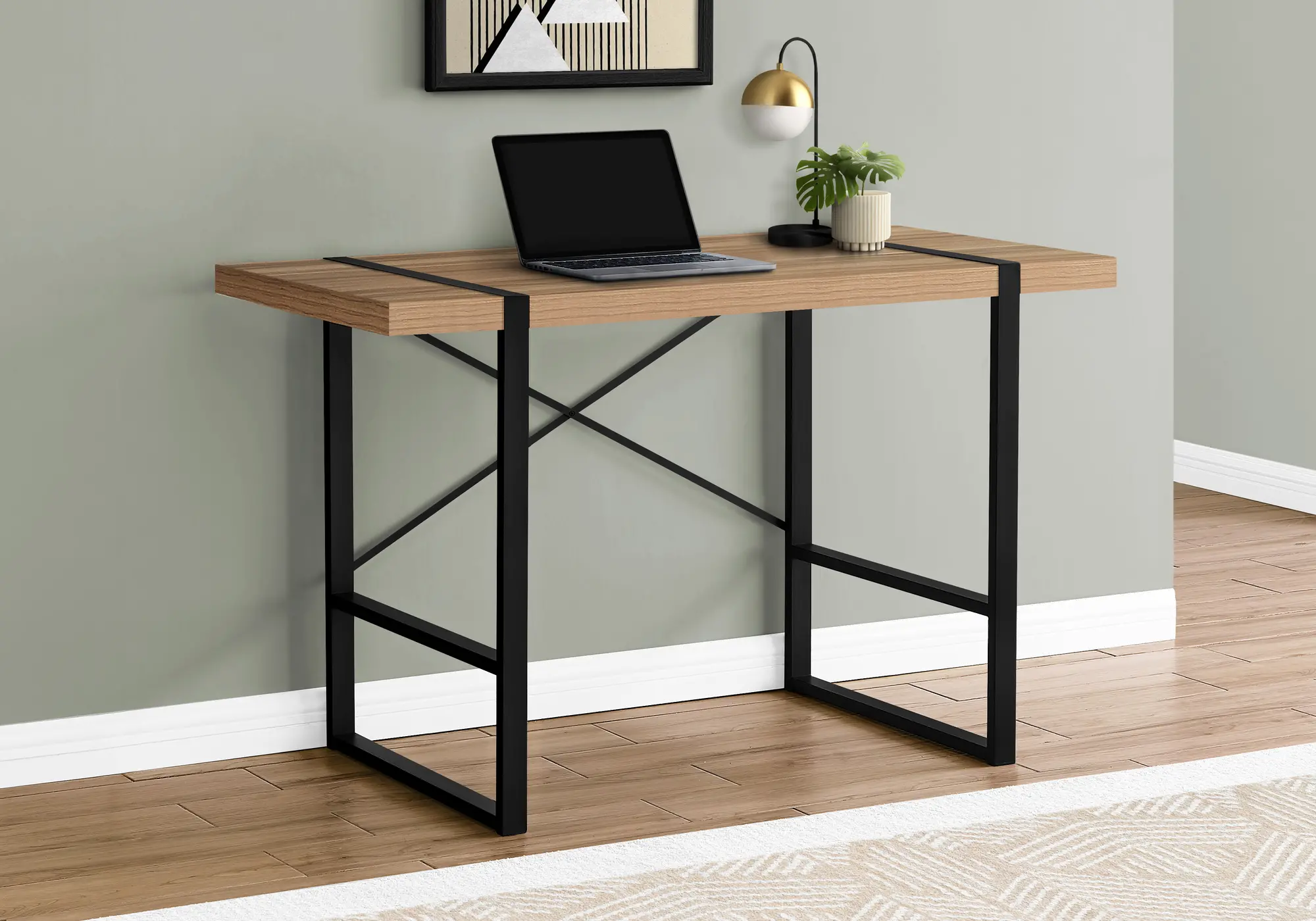 Industrial 48 Inch Light Brown Reclaimed Wood Computer Desk-2