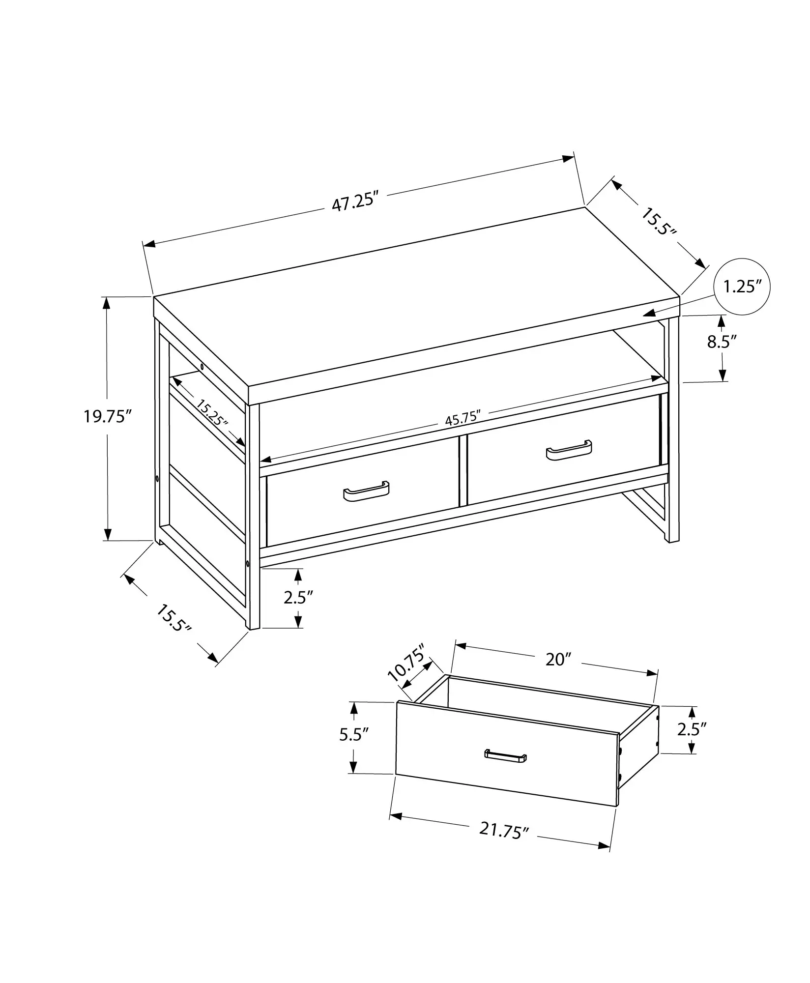 Contemporary 48 Inch Gray TV Stand-3