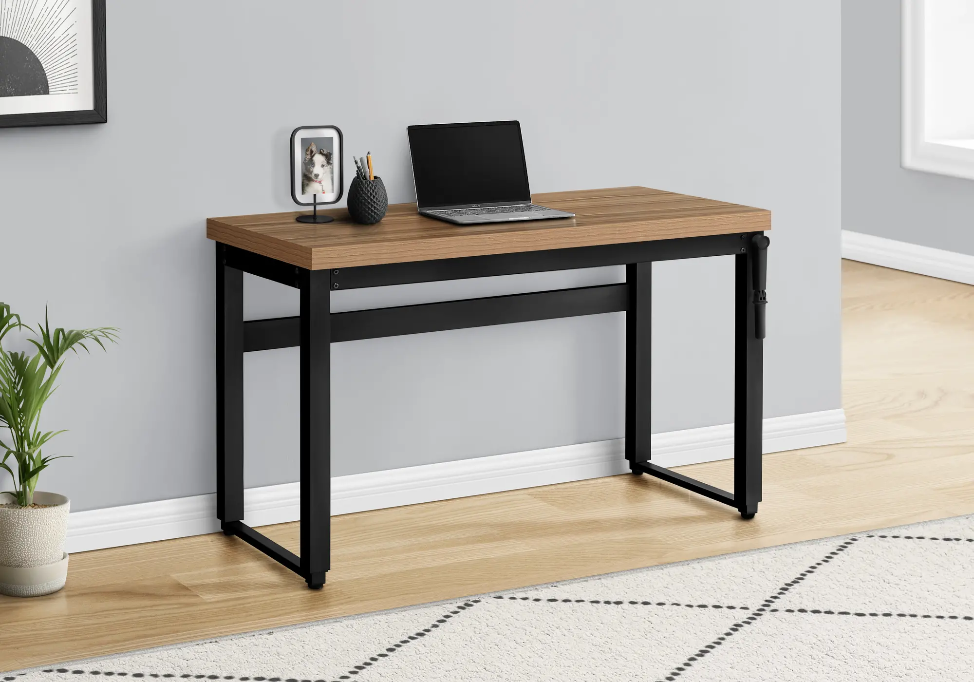 Contemporary 48 Inch Reclaimed Wood Adjustable Height Computer Desk-2