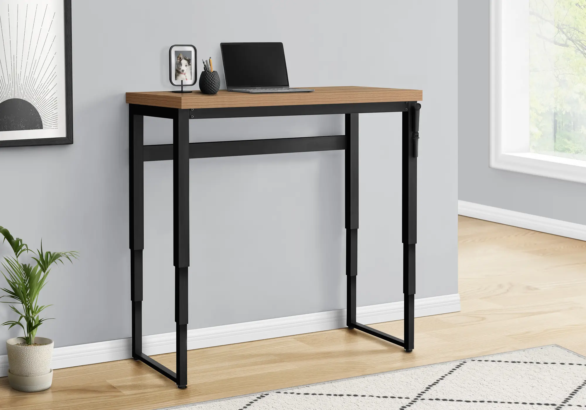 Contemporary 48 Inch Reclaimed Wood Adjustable Height Computer Desk-3