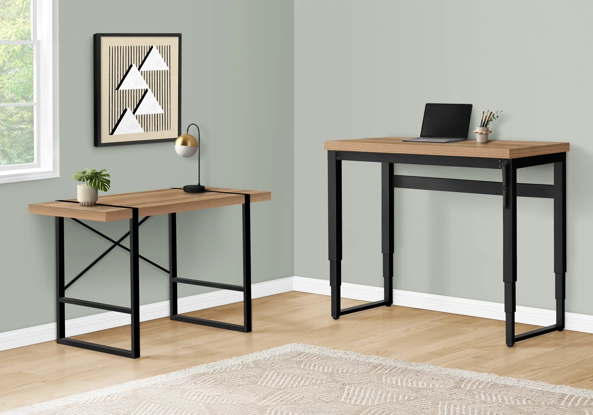 Contemporary 48 Inch Reclaimed Wood Adjustable Height Computer Desk-4