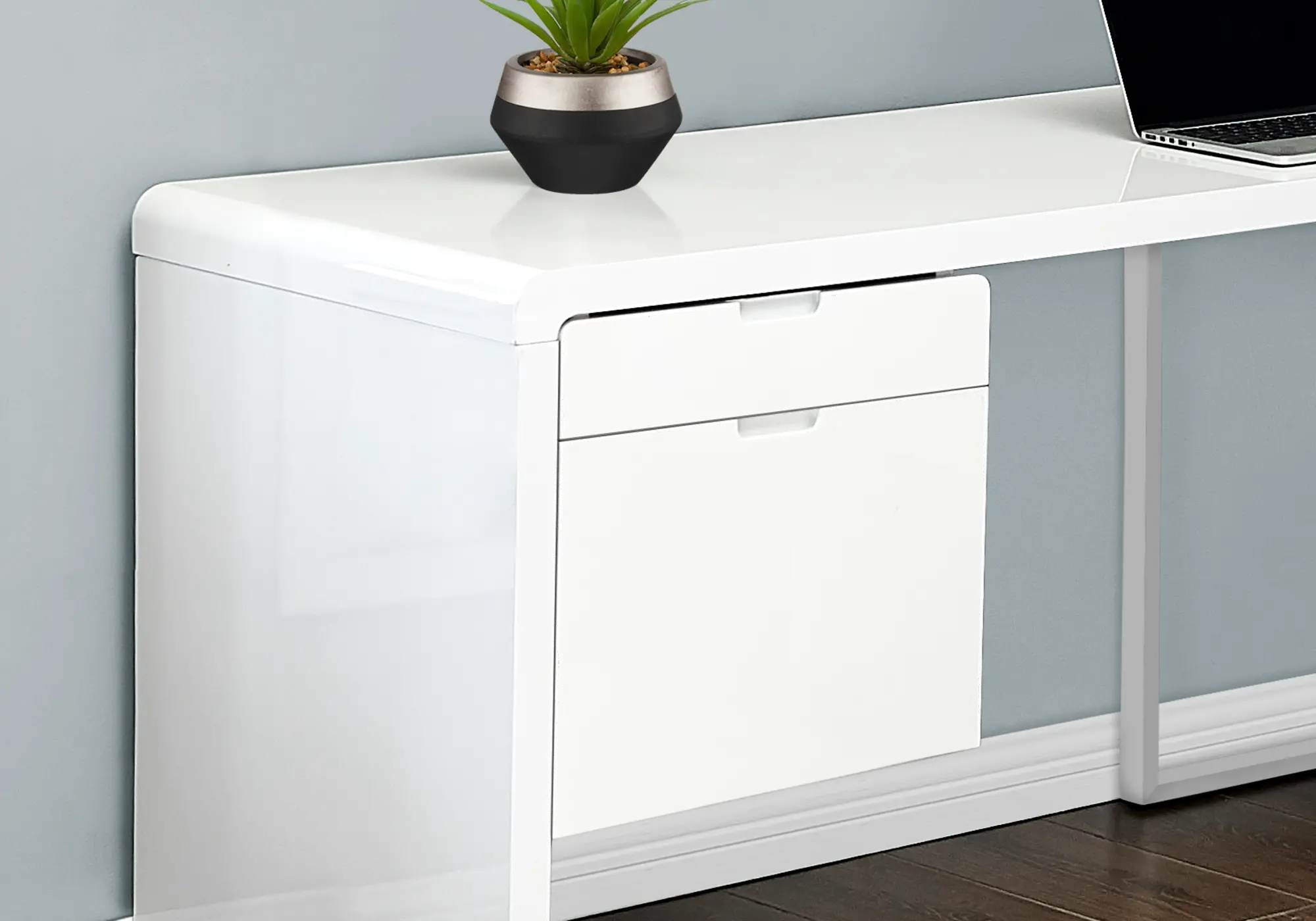 Modern 72 Inch Glossy White Computer L-Desk-4