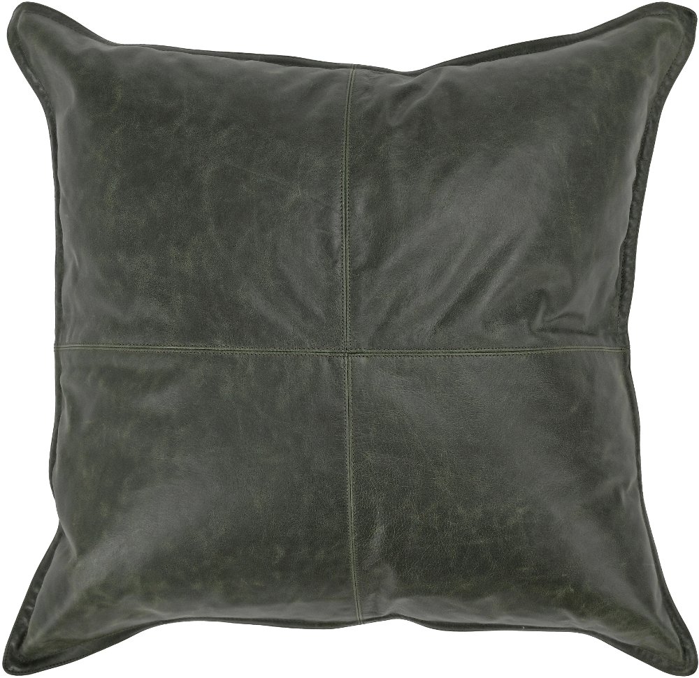 Acre Forest Green Leather Throw Pillow