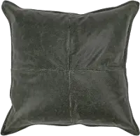 Acre Forest Green Leather Throw Pillow