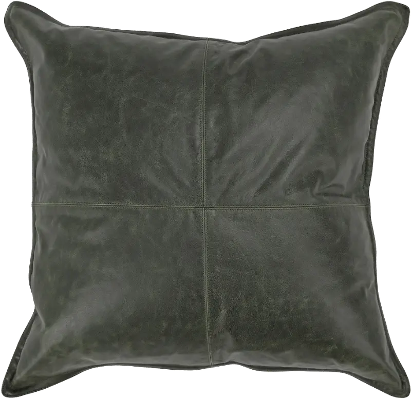 Acre Forest Green Leather Throw Pillow