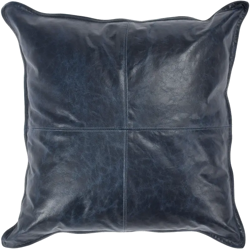 Naval Nightfall Blue Leather Throw Pillow