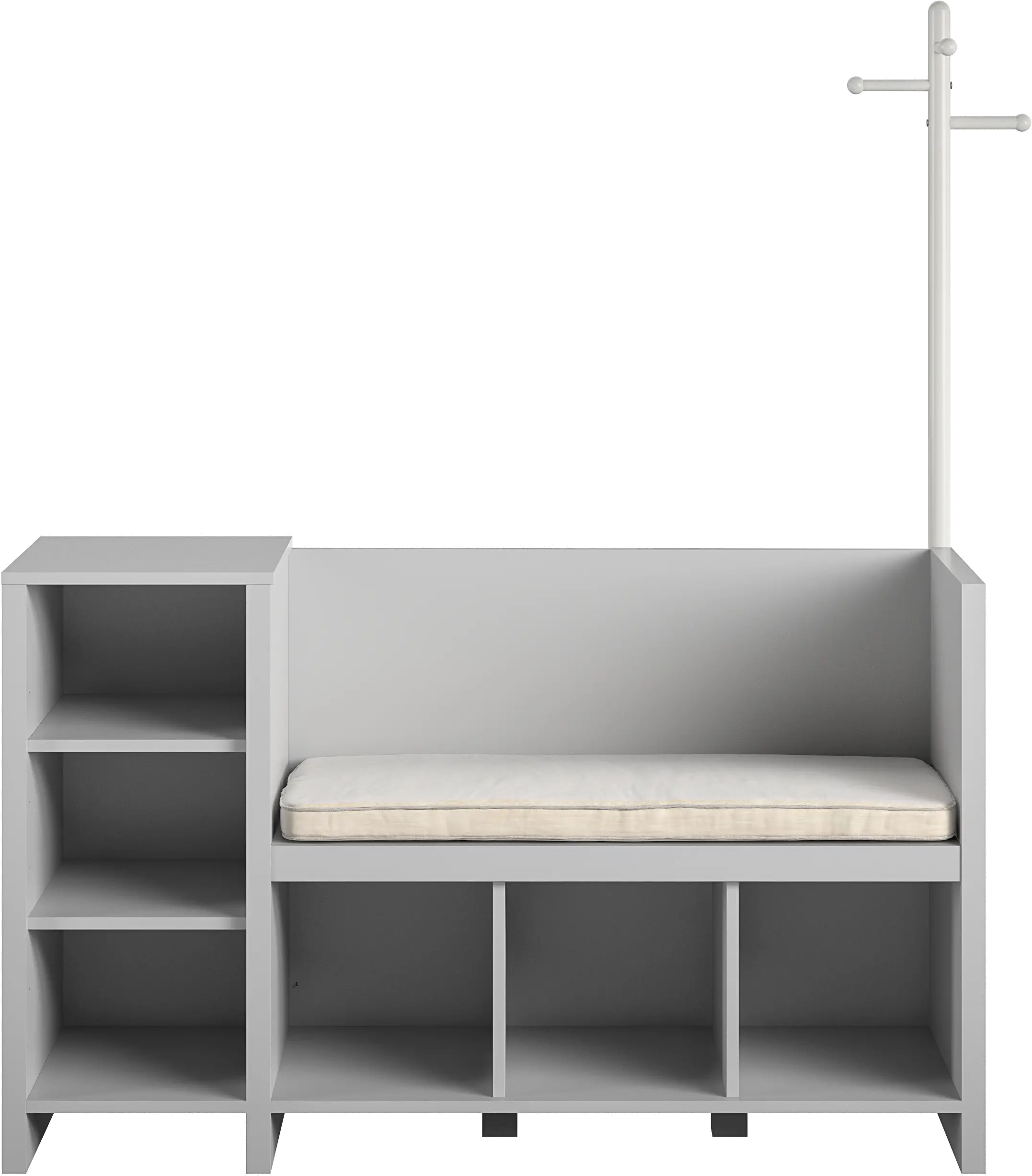 Tyler Kids Dove Gray Storage Bench and Coat Rack-1