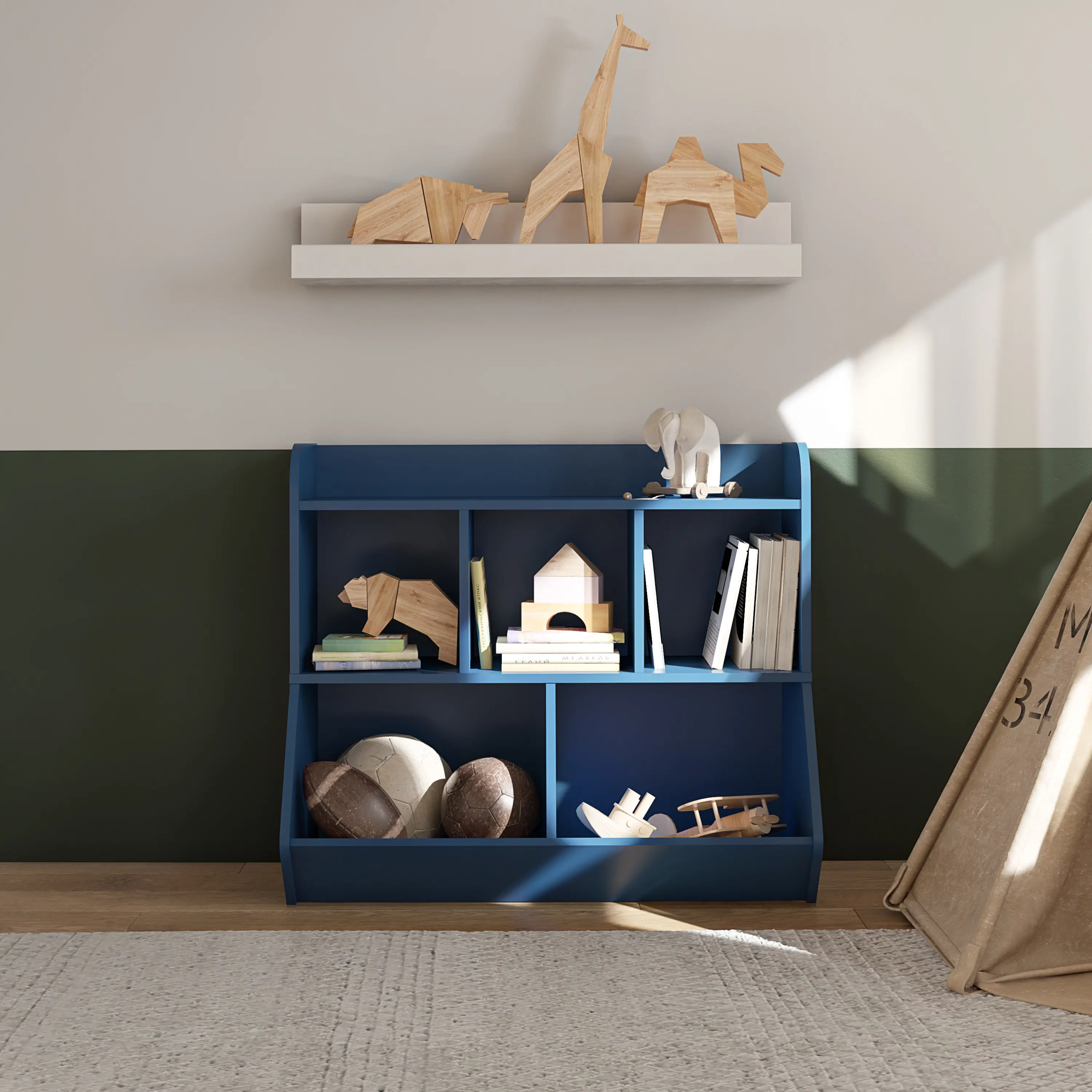 Tyler Transitional Navy Kid's Toy Storage Bookcase-2