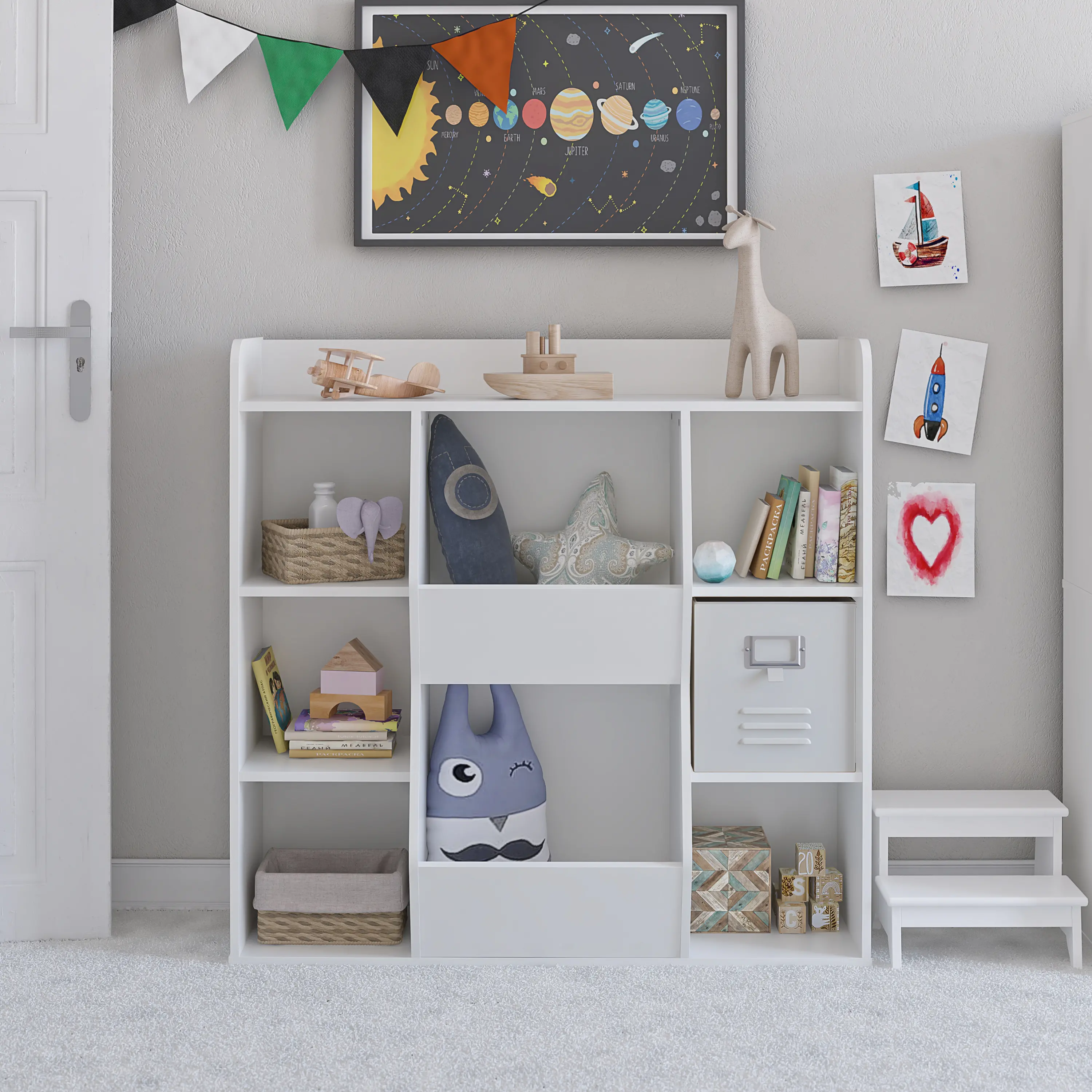 Tyler Kids White Toy Storage Bookcase-2