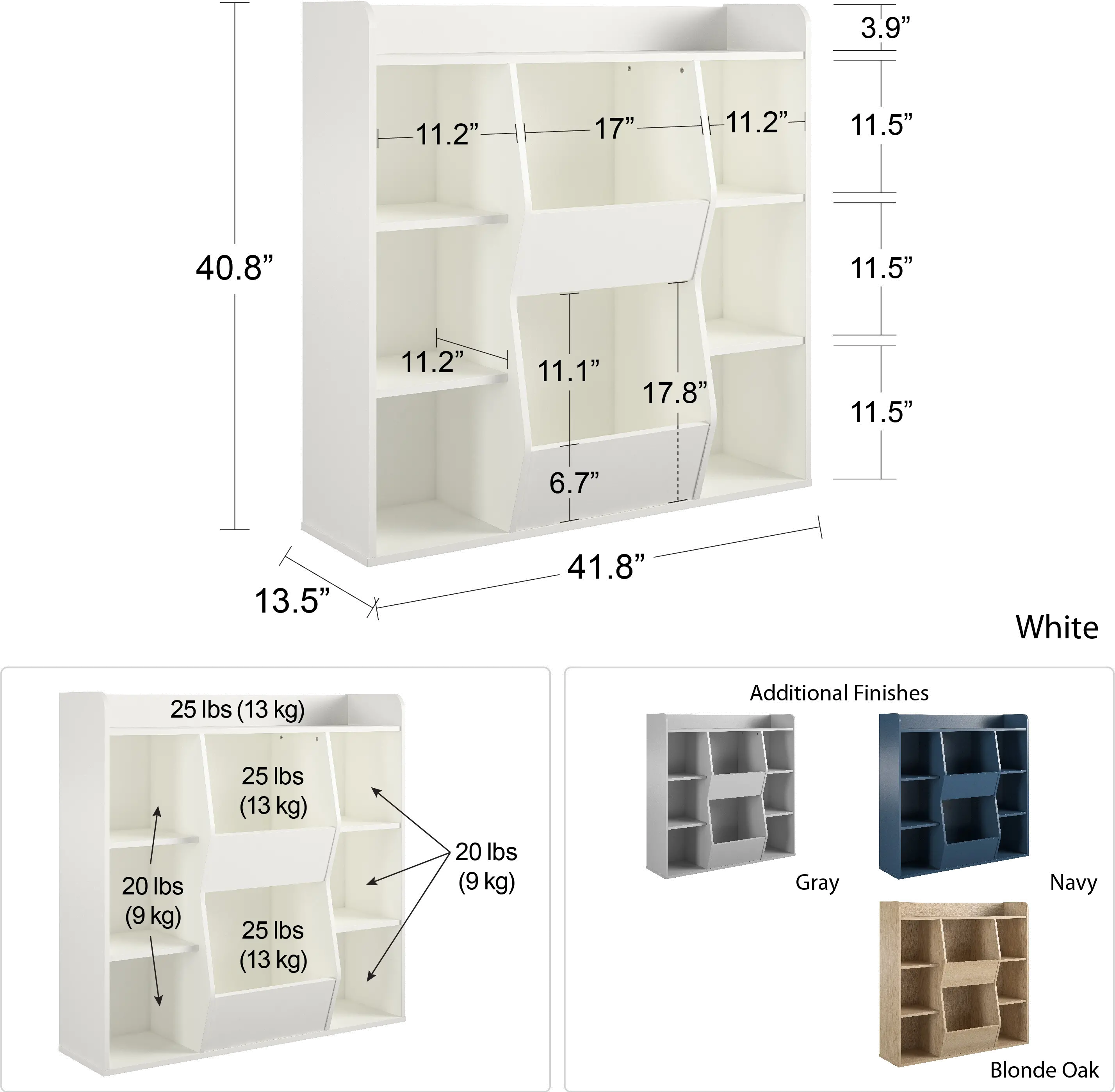 Tyler Kids White Toy Storage Bookcase-7