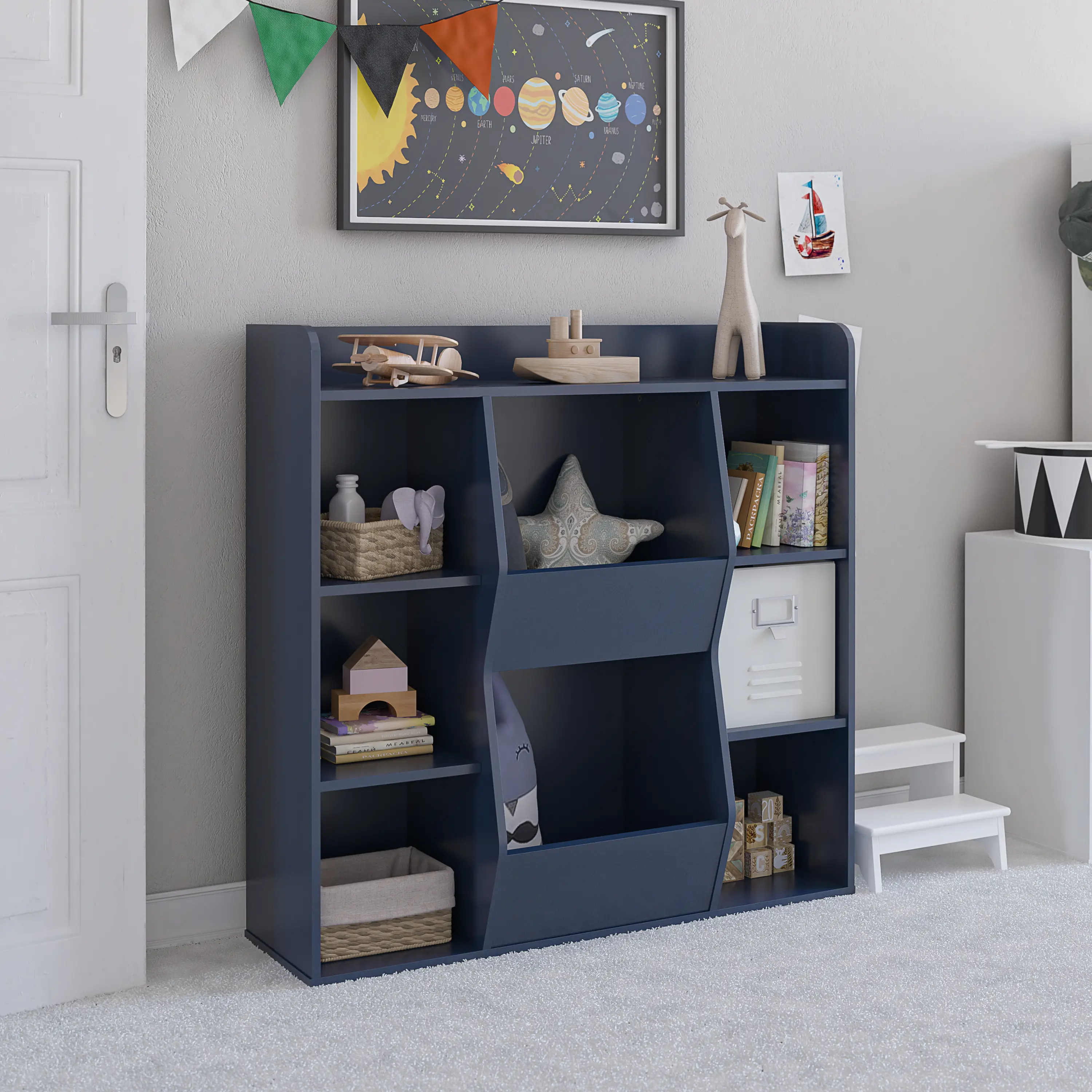 Tyler Kids Navy Toy Storage Bookcase-3
