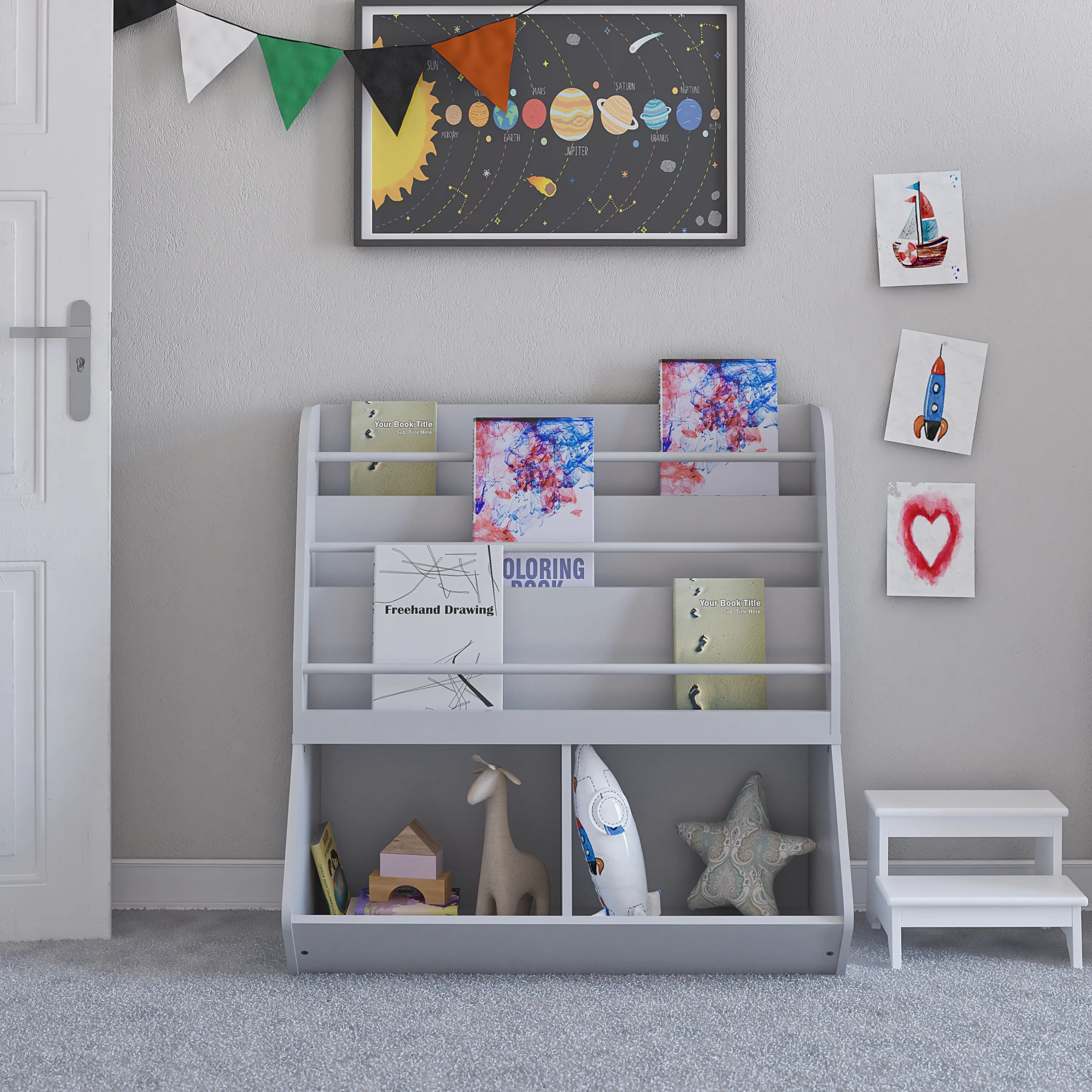 Tyler Gray Kid's Book and Toy Storage-2