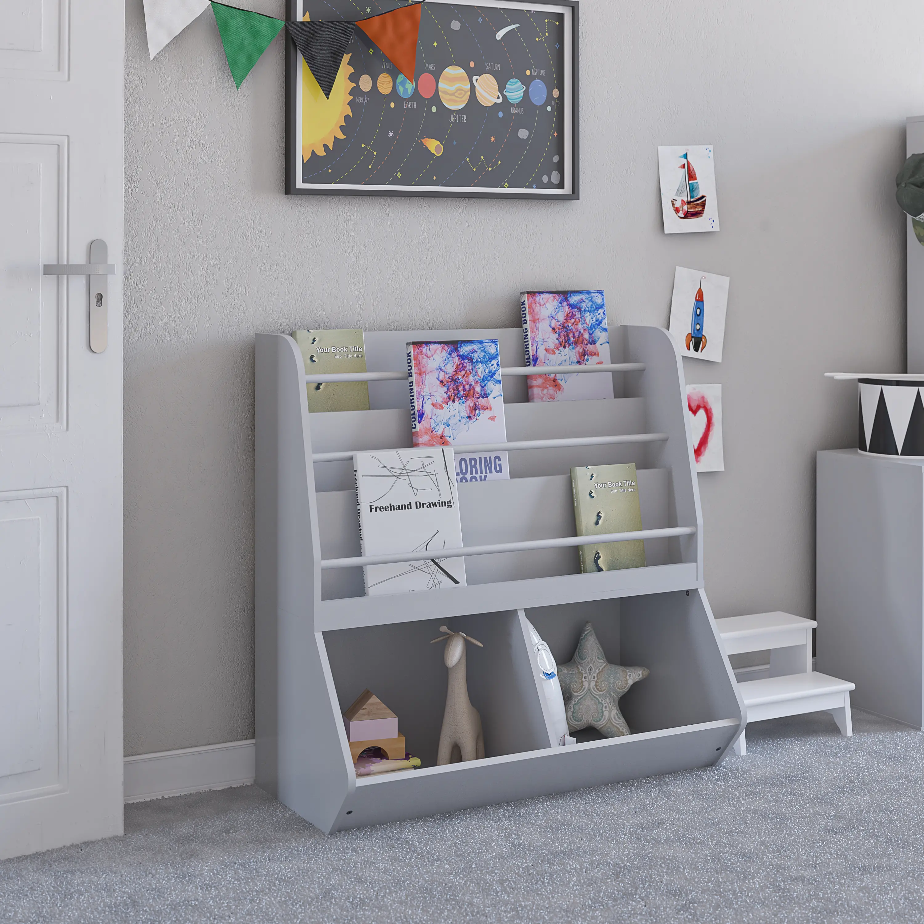 Tyler Gray Kid's Book and Toy Storage-3