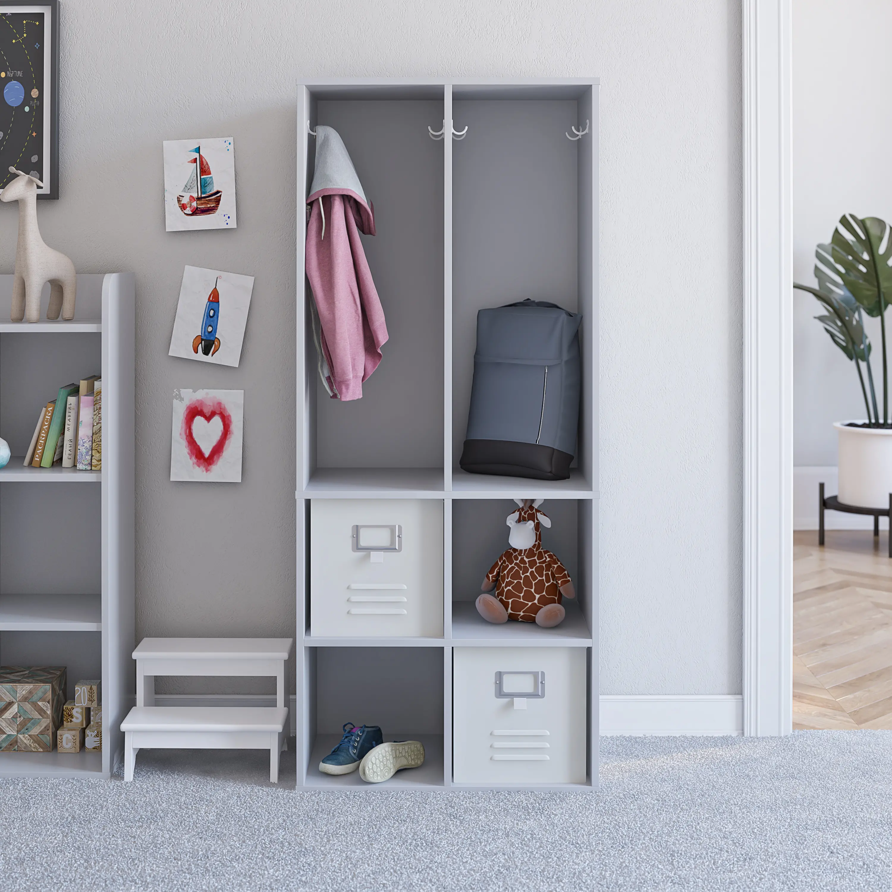 Tyler Transitional Dove Gray Kid's 4-Cube Storage-2
