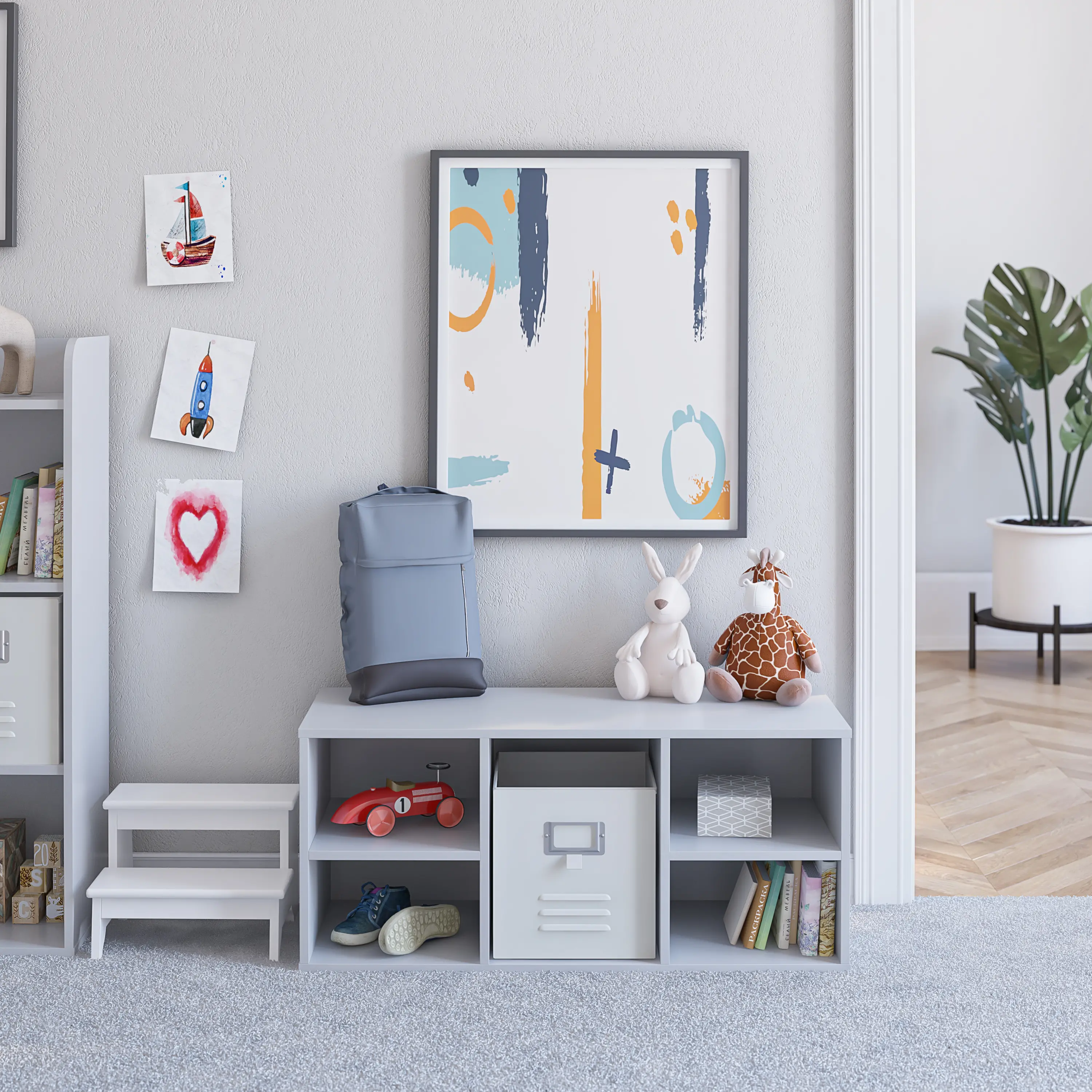 Tyler Kids Dove Gray 5-Cube Bench-2
