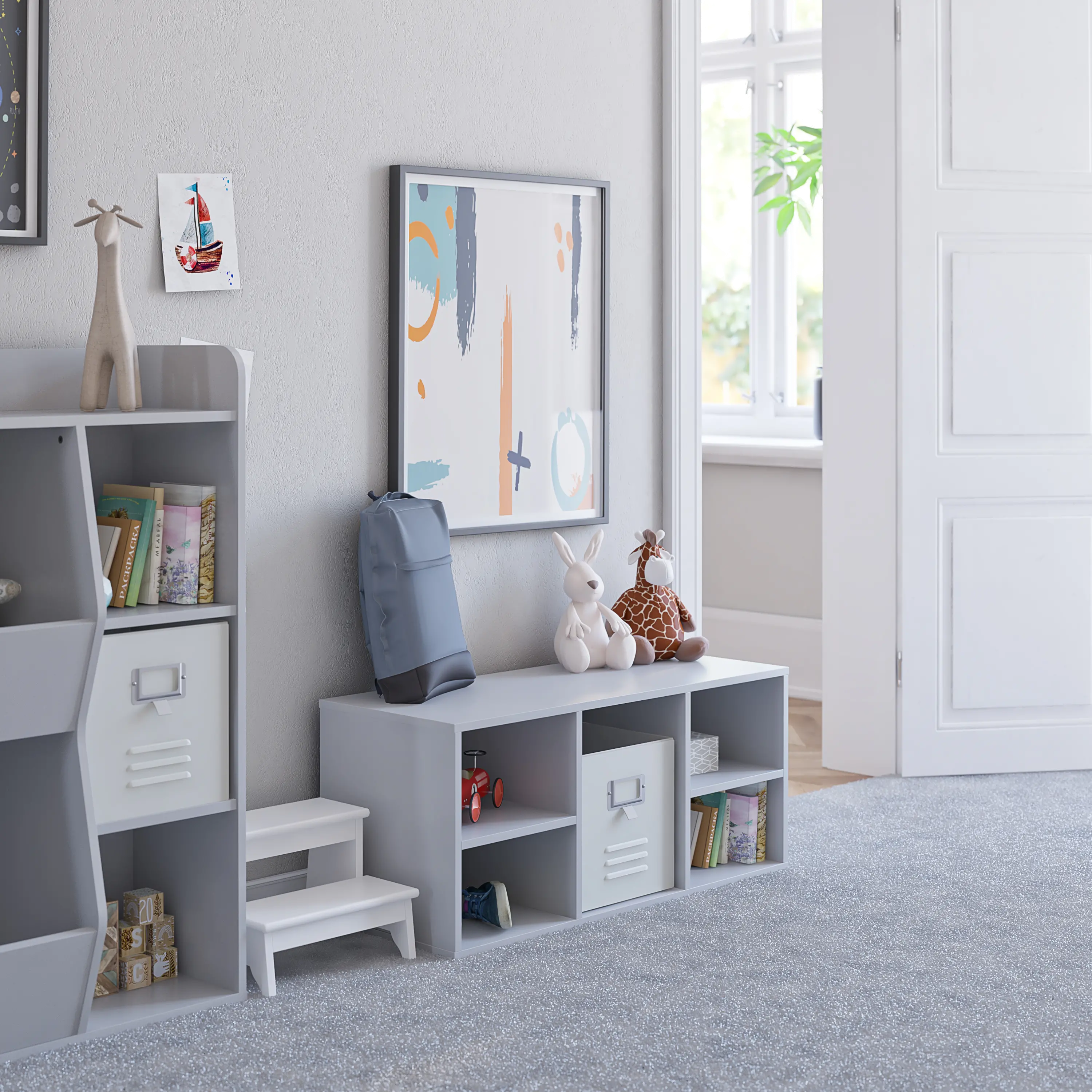 Tyler Kids Dove Gray 5-Cube Bench-3
