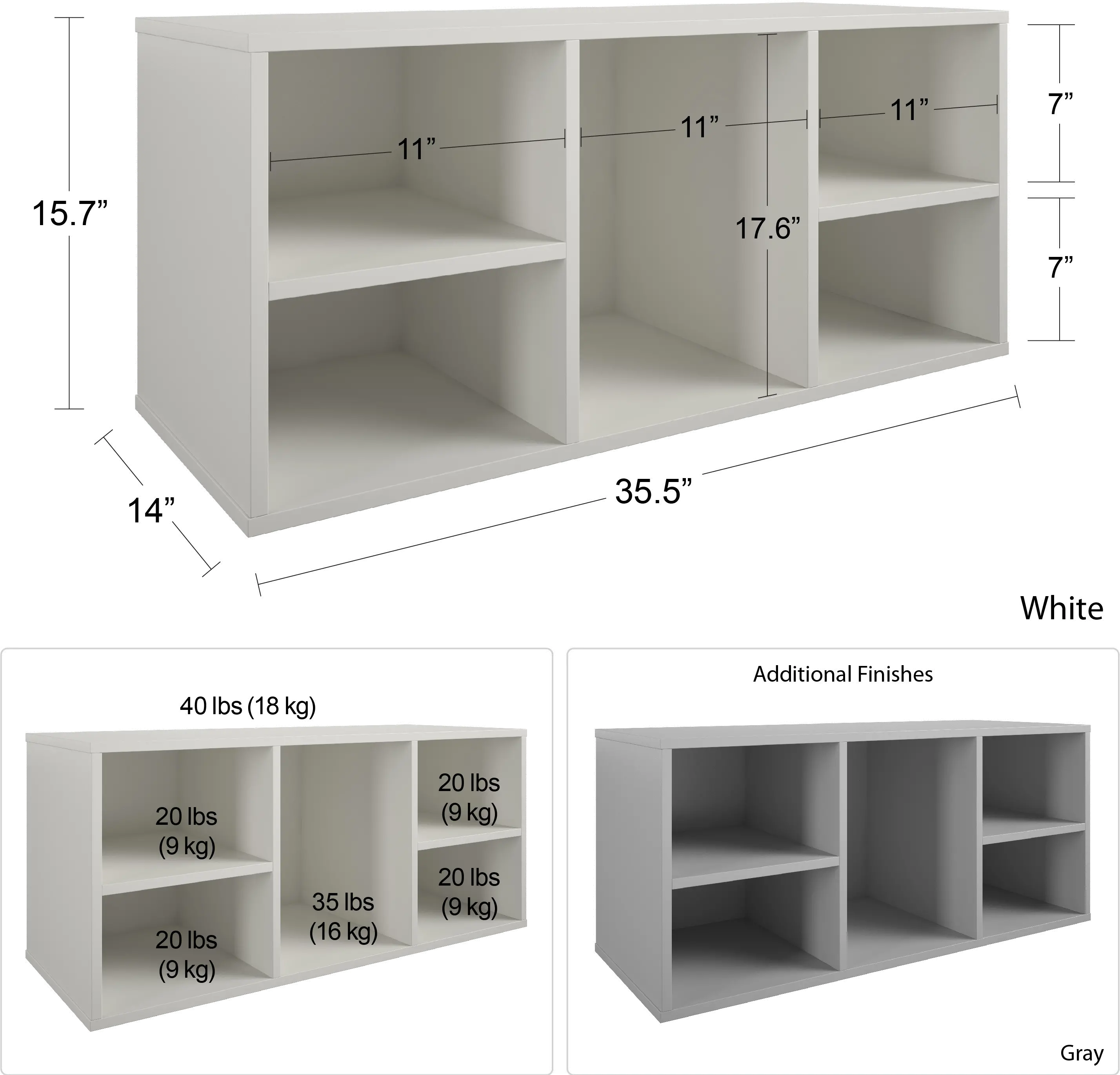 Tyler Kids Dove Gray 5-Cube Bench-8