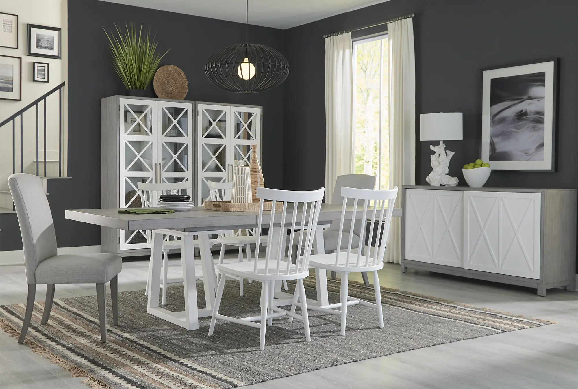 499/SERVER&HUTCH Palmetto Heights White and Gray Server and Hutch-3