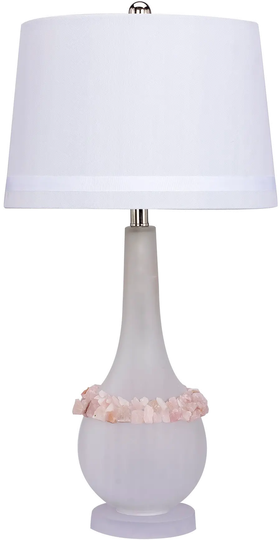 Glass and Pink Stone 3-Way Lamp-1