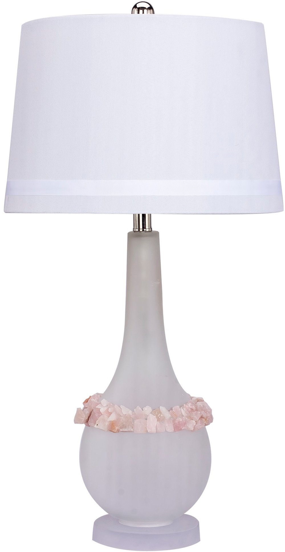 Glass and Pink Stone 3-Way Lamp