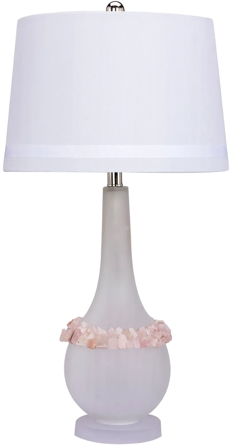 Glass and Pink Stone 3-Way Lamp
