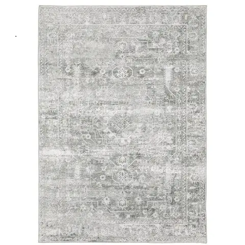 Malibu 5 x 7 Gray and Ivory Washable Area Rug-1