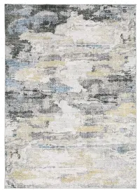 Malibu 2 x 8 Gray Abstract Washable Area Rug