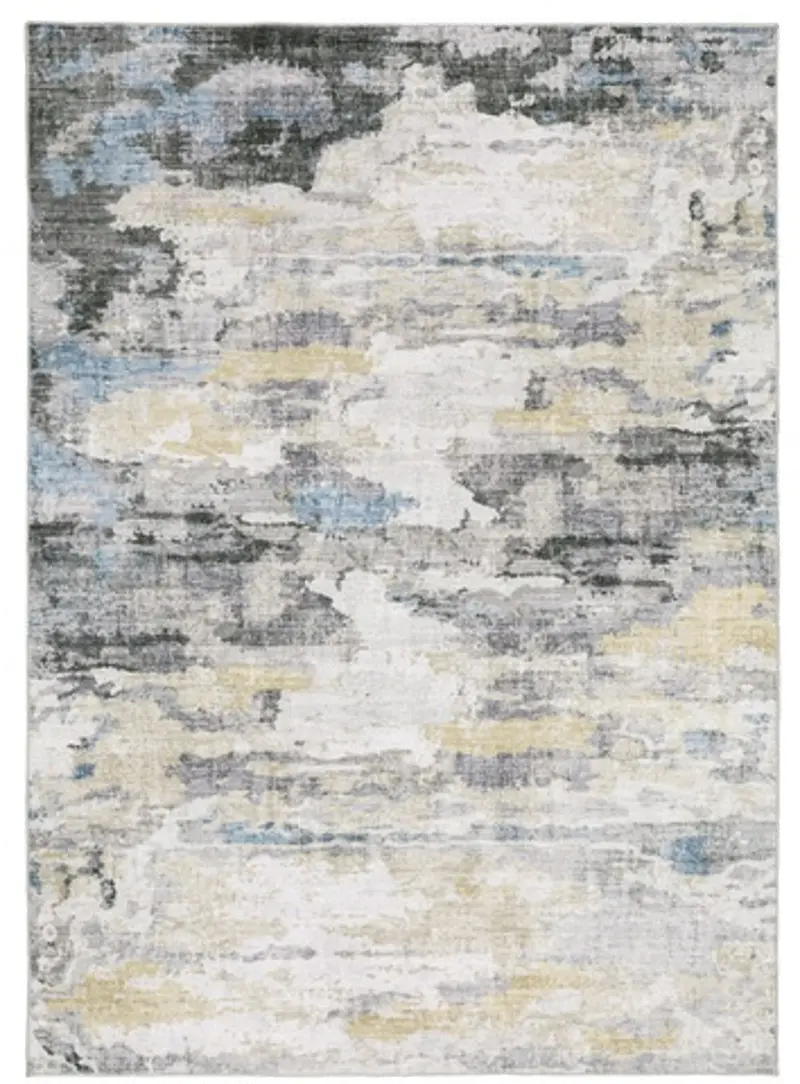 Malibu 2 x 8 Gray Abstract Washable Area Rug