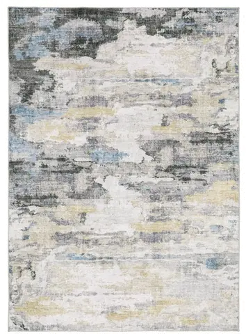 Malibu 8 x 10 Gray Abstract Washable Area Rug-1