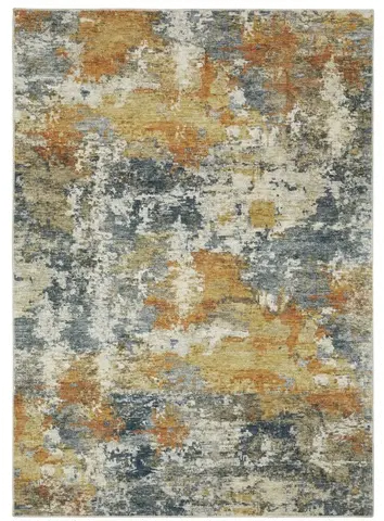 Malibu 2 x 8 Blue and Gold Washable Runner Rug-1